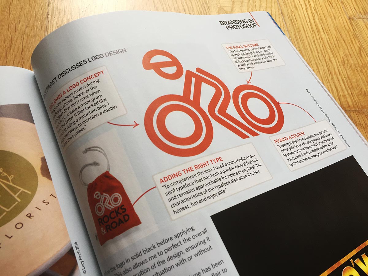 Rocks and Road logo design in magazine feature