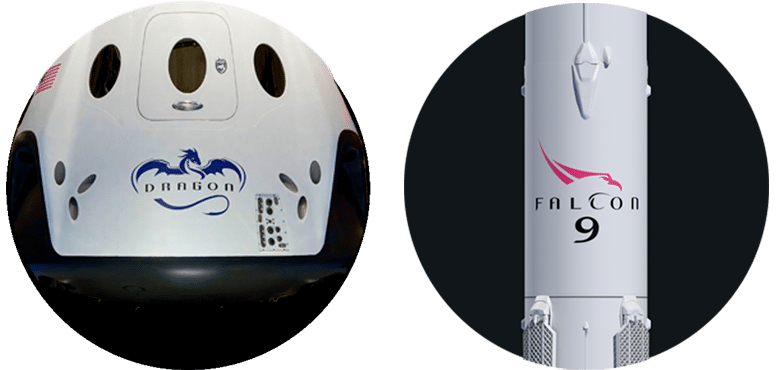SpaceX Dragon and Falcon logos