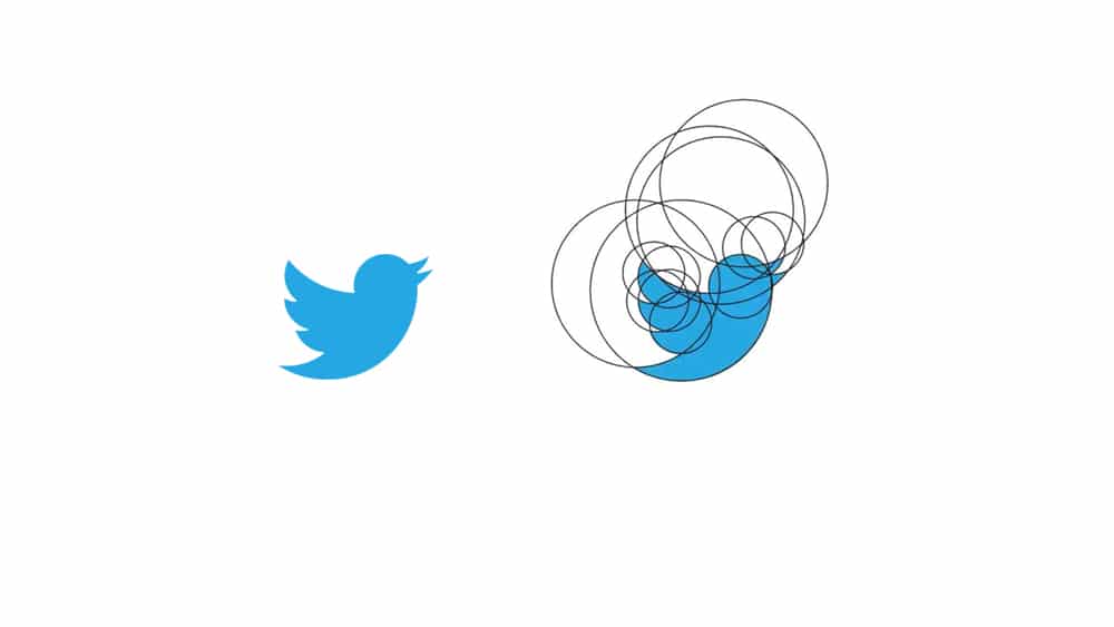 Twitter logo with grid applied