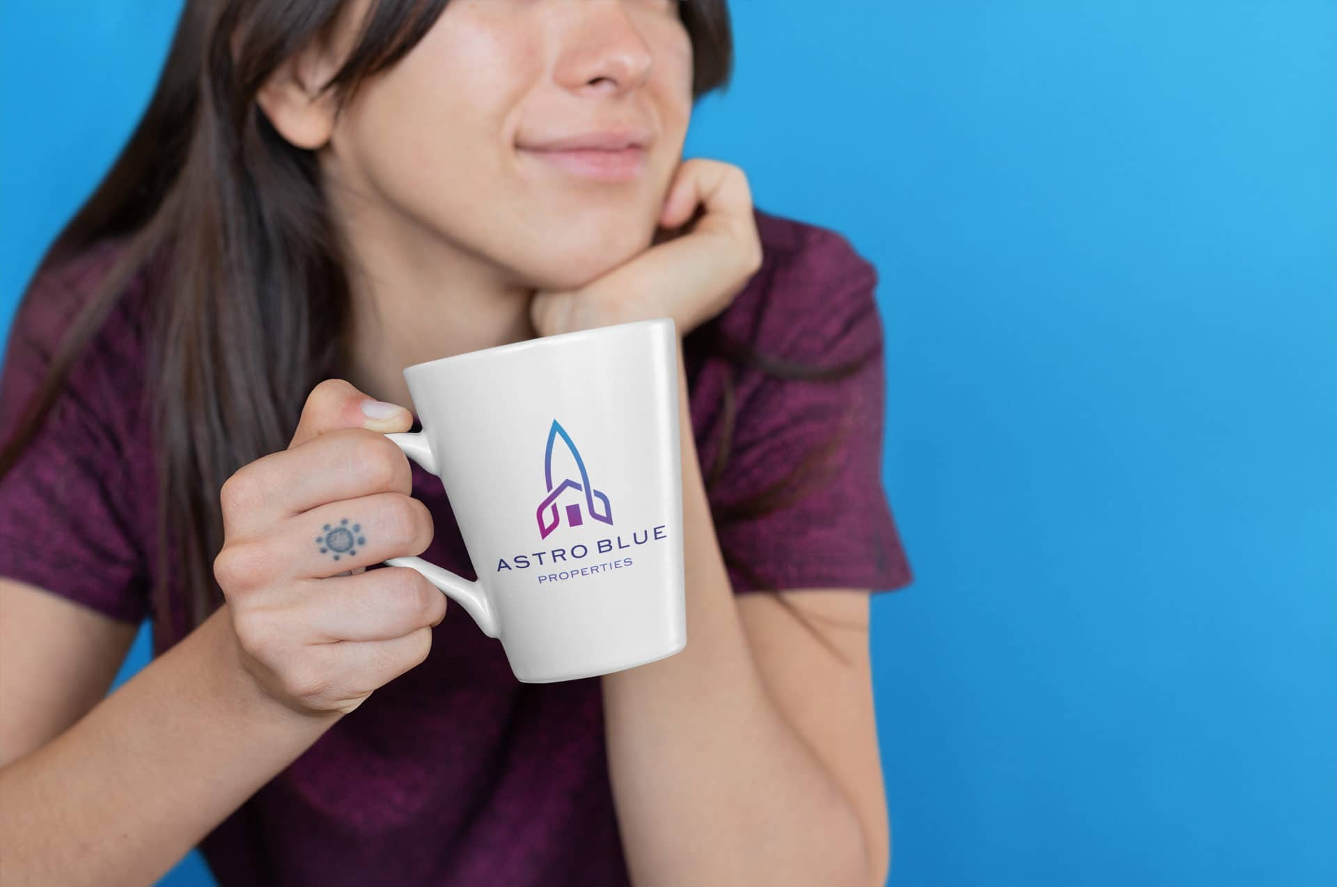 Astro Blue Properties logo on a mug