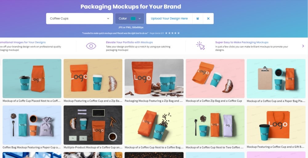 A selection of packaging mockups